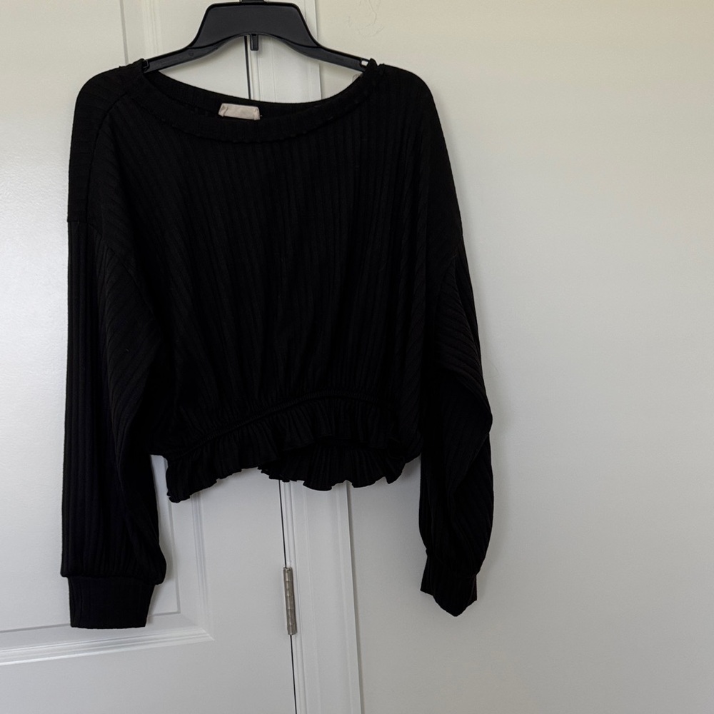Altar'd State Black Ribbed Shirt